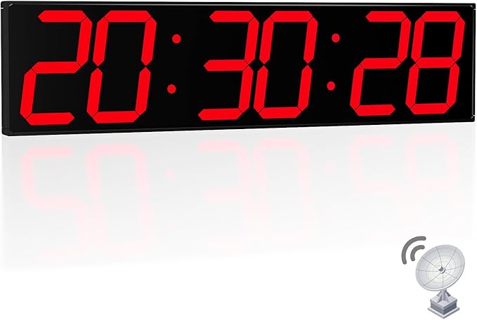 28.4''Large Digital Wall Clock,Automic Digital Clock with Alarm,Clendar and Termperature,Auto Time Sync with Easy Operation, Big Timer with Countdown and Countup (Red)