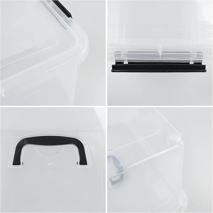 17.5 L Clear Plastic Storage Box, 4-Pack Latch Storage Bin