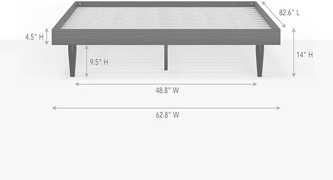 HavenWood Modern Solid Wood Platform Bed Base with Inset Wood Legs – No Box Spring Needed,Fast Assembly – Queen Size in White (No Headboard)