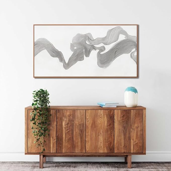 Abstract Wall Art Small Size Framed Home Artwork Decor Modern Minimalist Canvas Painting Abstract Mist Texture Art With White Background Living Room Decor For Bedroom Office Wall Decor 20"X40"