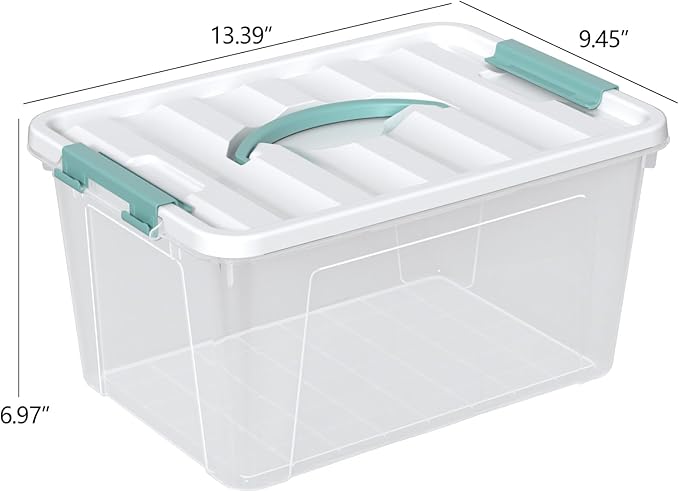 Readsky 4 Packs Clear Storage Latch Box Plastic, Plastics Storage Bins, 14 Quart