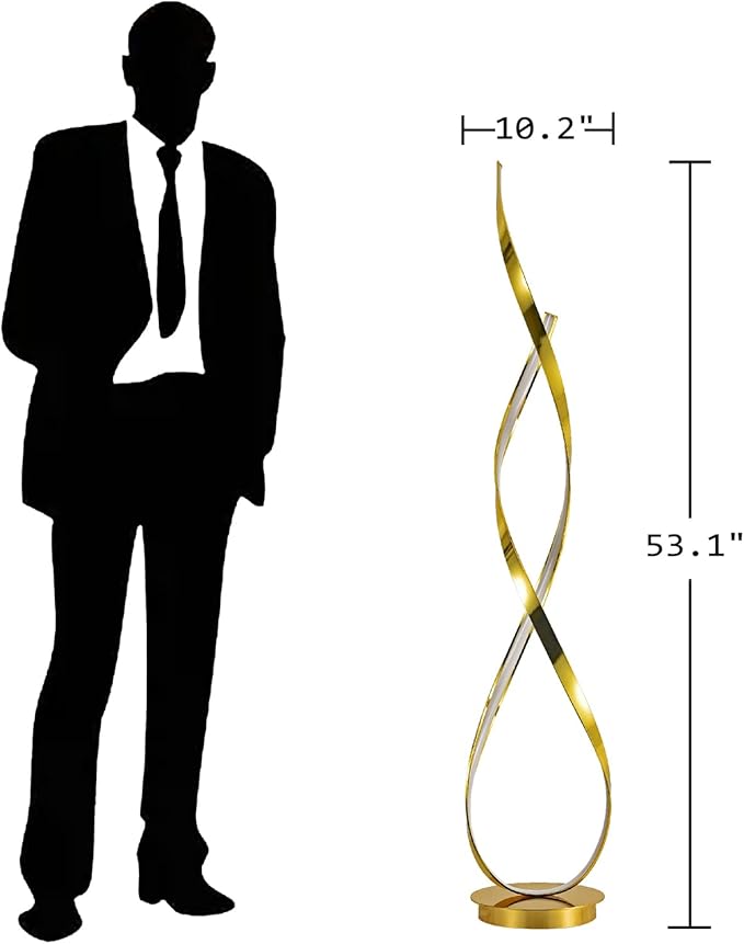 Gold LED Floor Lamp;40W Art Interior Decoration Home Nordic Standing Lamp for Living Room Lighting ; 3Color Remote Control Dimming