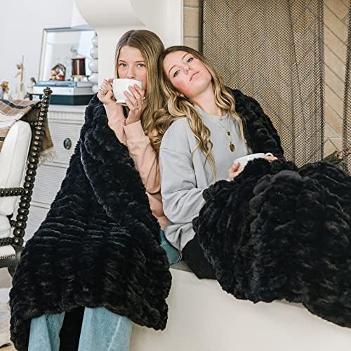 Minky Designs Jaguar Black Minky Blanket – Ultra Soft Faux Fur Throw Blanket for Couch, Bed & Home – Fluffy, Warm & Luxurious – Chic Collection (X-Large, 60x84)