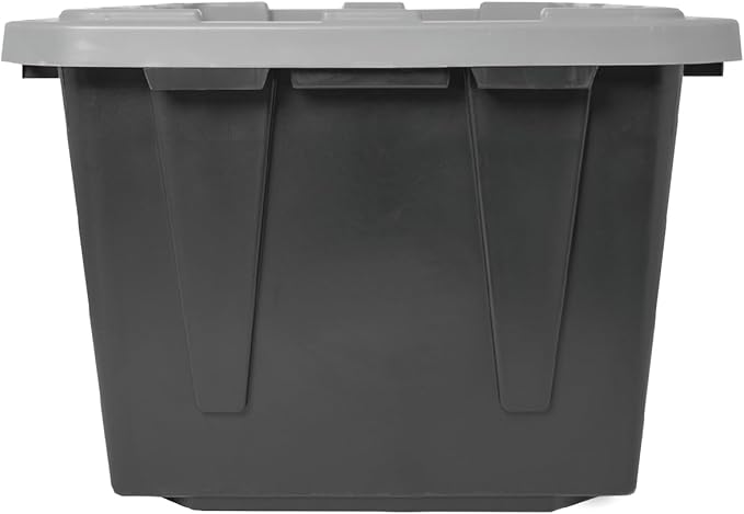 CX BLACK & YELLOW, 27-Gallon Heavy Duty Tough Storage Container & Snap-Tight Lid, Black & Grey (14.3"H x 20.6"W x 30.6"D), Weather-Resistant Design and Stackable Organization Tote [2 Pack]