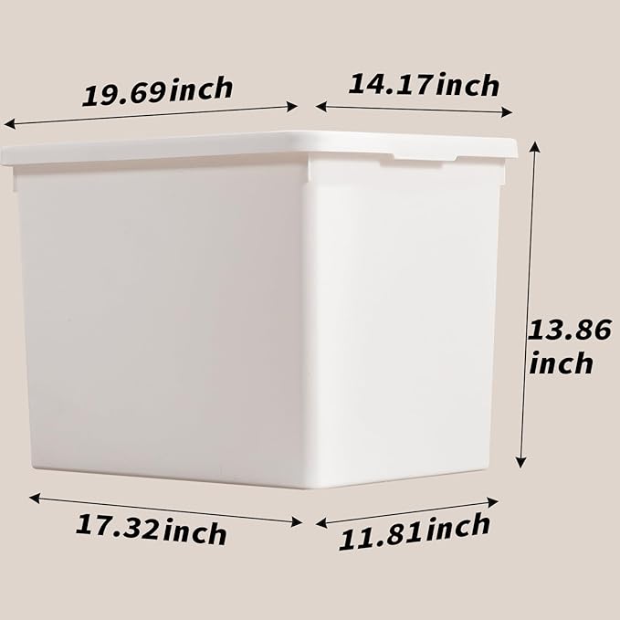 White Storage Bins with lids,Office stackable Plastic Boxes Set of 4,Garage organization Storage Box with handle for Organizing Snacks, Crafts, Legos, Tools,books (white, 4XXXL)