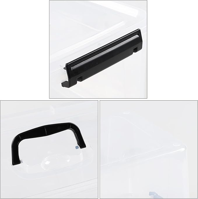 17.5 L Clear Plastic Storage Bin with Handle, Latching Storage Box with Lid, 4 Packs