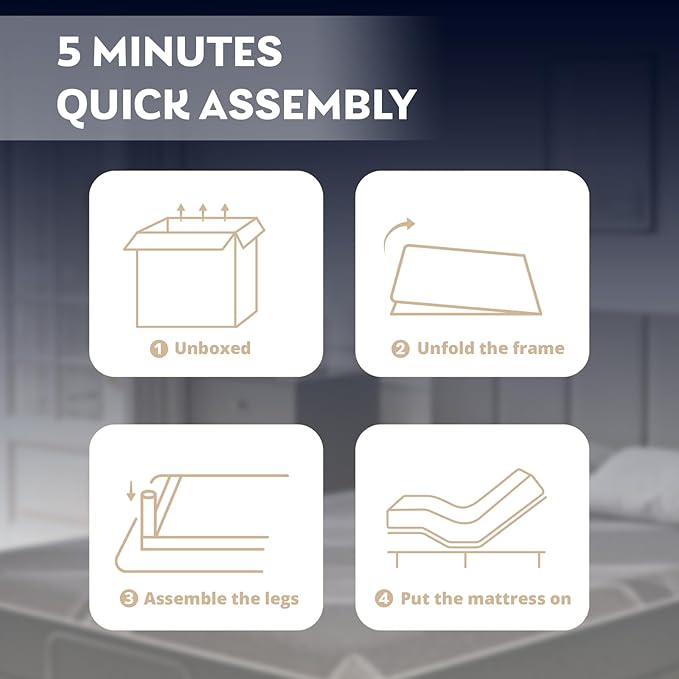 Full Adjustable Bed Base Frame with Wireless Remote + 12 Inch Full Gel Memory Foam Mattress Bed in a Box, Head and Foot Incline, Zero Gravity, Fiberglass Free, 75" × 54"