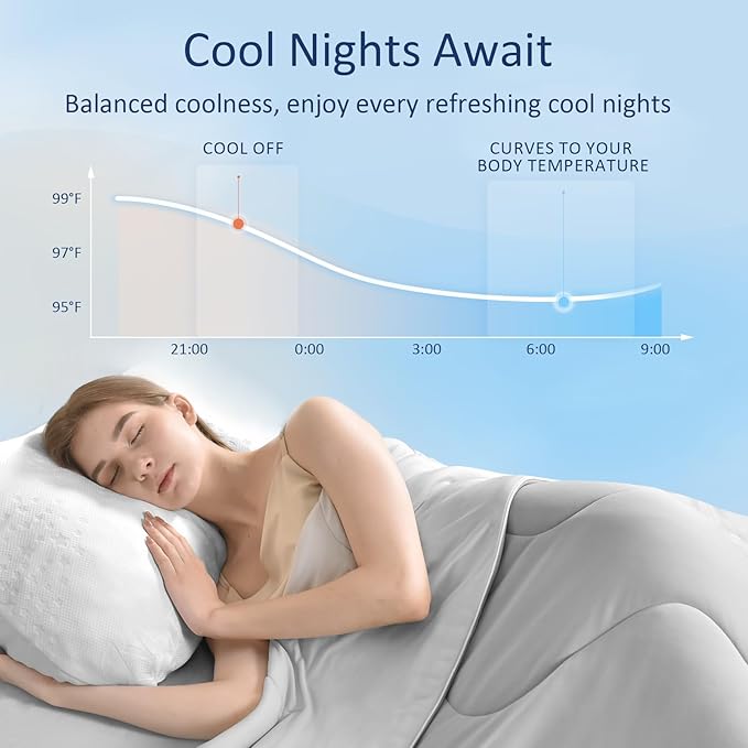 Cooling Blanket, Cooling Comforter for Hot Sleepers - Twin/Twin XL Soft Cooling Blanket, Double-Sided Cold Blanket for Night Sweats Lightweight Comforter (68''x90'', Silver Gray)