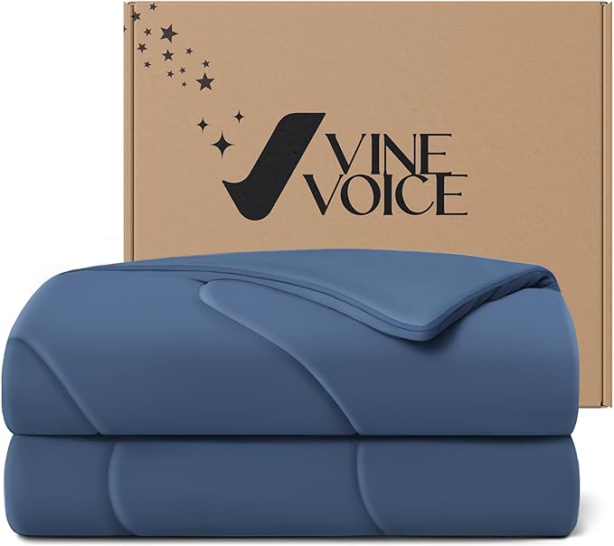 Cooling Blanket Comforter Hot Sleepers King/Cali King Soft Cooling Blanket, Double-Sided Cool Bedding for Night Sweats, All-Season Lightweight Comforter(106 * 90inch, Midnight Blue)