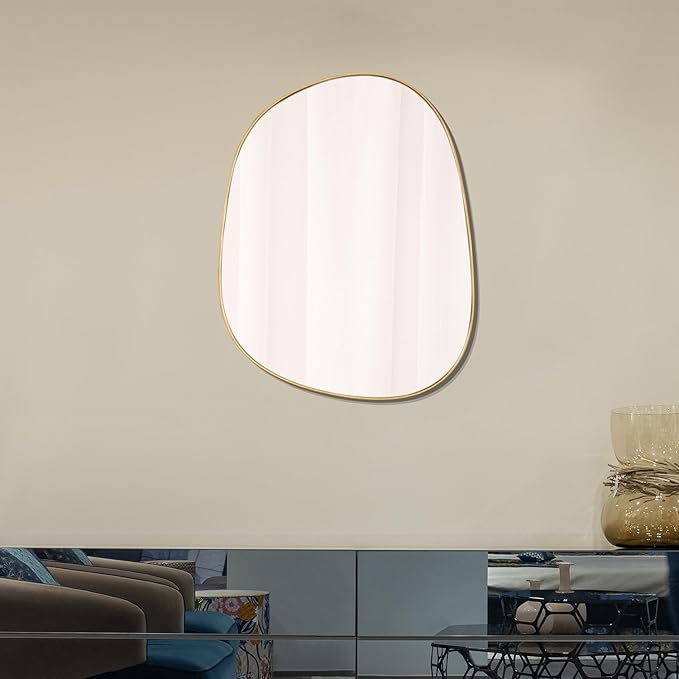 Asymmetrical Mirror for Wall Decor 17.5"*22.5", Modern Gold Framed Wall Mirror for Living Room Bathroom Bedroom Entryway ELE-STOU-0066Gold