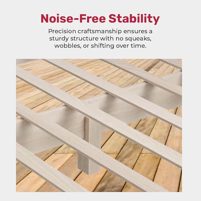 Solid Hardwood Platform Bed Frame, Headboard, & Slats, Quality Crafted in Pennsylvania, USA from Poplar by Mennonite Artisans, No Box Spring Needed, Easy Assembly