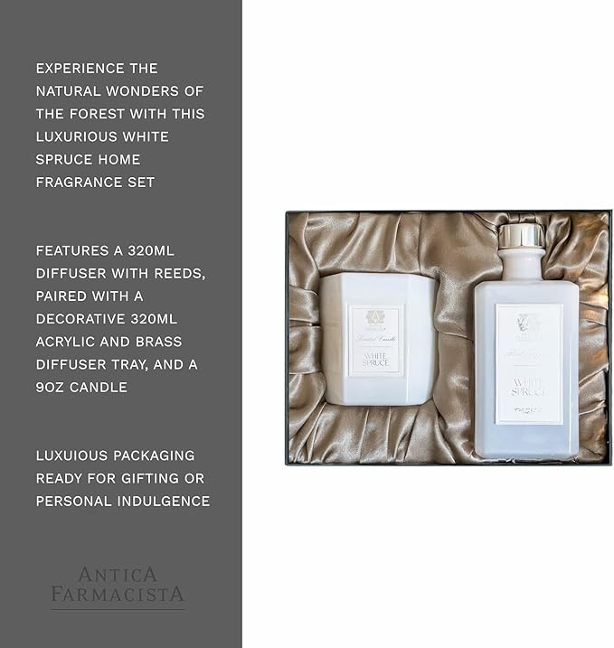 Antica Farmacista Reed Diffuser & Candle - Gift Set Collection for Her - White Spruce, 320ml