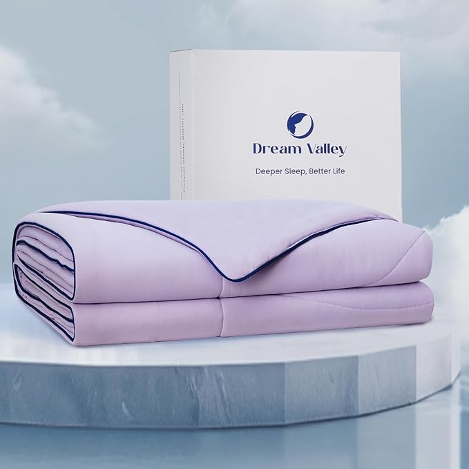 Dream Valley®Outlast®Cooling Comforter, NASA Temperature Regulation Technology Cooling Blanket, Q-Max > 0.4 Everlasting Cooling for Night Sweats, Hot Sleepers,Lavender Fog, Queen90 x90