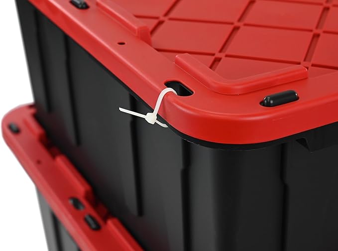 CX BLACK & YELLOW, XTRA TALL 27-Gallon Heavy Duty Tough Storage Container & Snap-Tight Lid, (28.5"L x 19.4"W x 15.2"H), Weather-Resistant Design and Stackable Organization Tote [4 Pack]