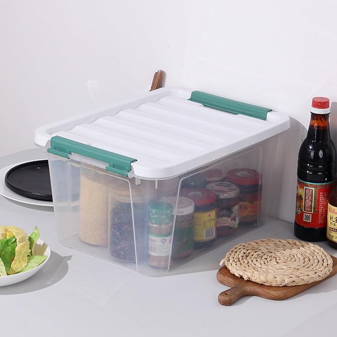 20 Quart Clear Storage Latch Box, Set of 6 Plastic Storage Containers with Lids