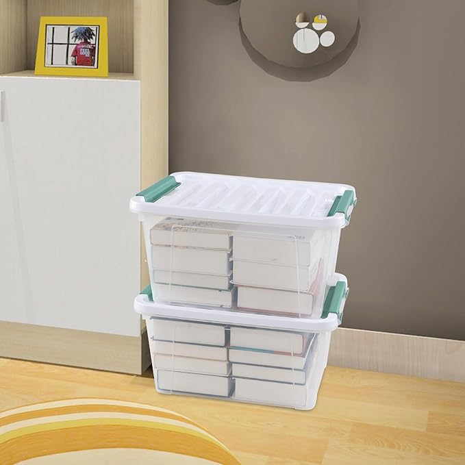 6-Pack Clear Storage Latch Bins, 20 L Plastic Storage Boxes