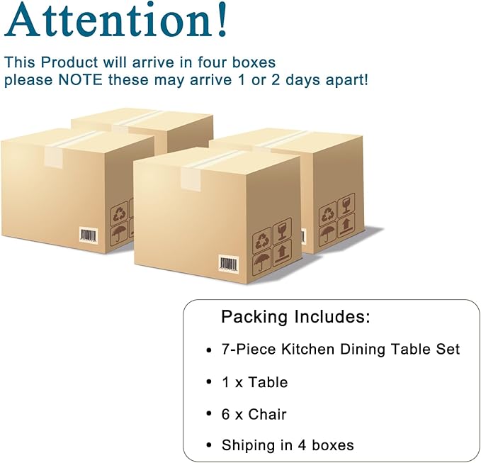 FURNITO Modern Dining Table Set for 6, Kitchen Table and Chairs for 6,71 in Glass Dining Table with 6 PU Leather Dining Chairs for Kitchen Dining Room（White Table+6 Black Chair）