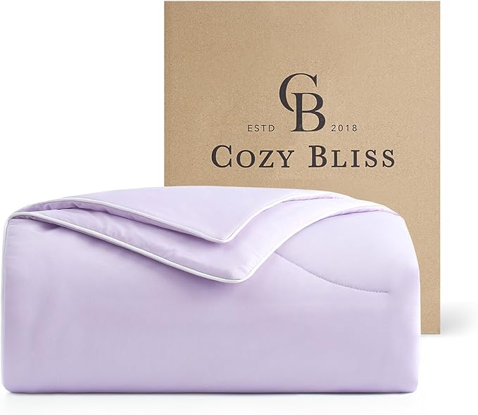 Cozy Bliss Cooling Comforter King Size Dual-Sided, Ultra-Soft Cooling Blankets for Hot Sleepers and Night Sweats, Breathable Lightweight Silky Smooth, Lavender Purple