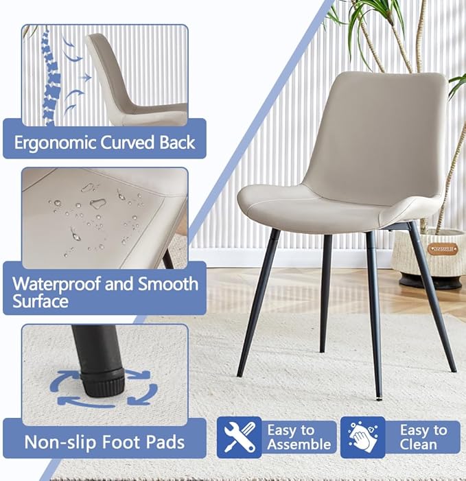 42"-54" Extendable Dining Room Table Set for 6, Round Dining Table Set for 6, White Kitchen Table with Upholstered Chairs Set of 6, 7 Piece Dining Table Set for Small Spaces, Easy Assembly