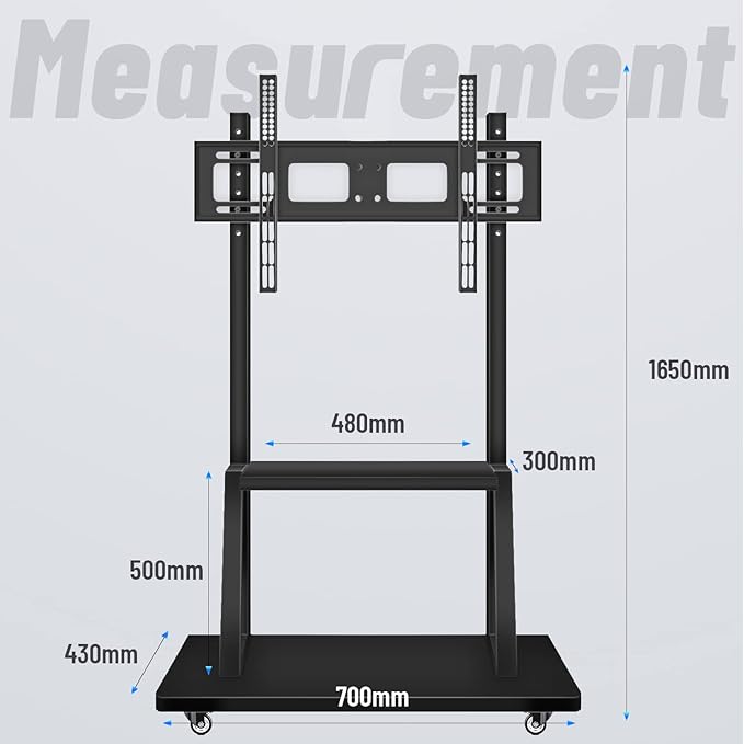 Mobile TV Cart,JYXOIHUB, Rooling TV Stand with Wheels for 32 to 70 Inch LCD LED OLED Plasma Flat Panel Screens up to 100lbs AVA1500-60-1P (Black)