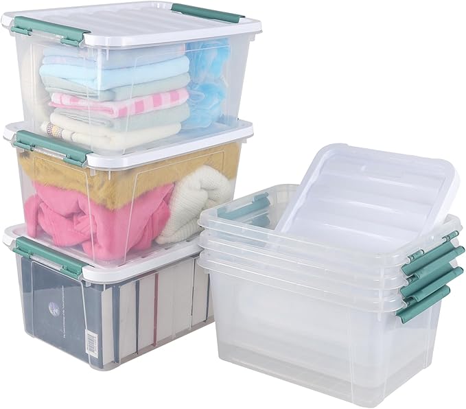 20 Quart Clear Storage Latch Box, Set of 6 Plastic Storage Containers with Lids