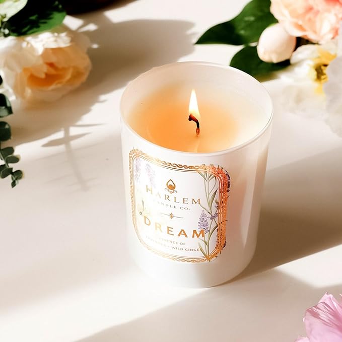 HARLEM CANDLE CO. - Dream - Luxury Scented Soy Candle, 11 oz - 80-Hour Burn Time | Lavender, Pimento Berry, Bergamot, Jasmine, Wild Ginger, Sandalwood | Scented Candles for Home