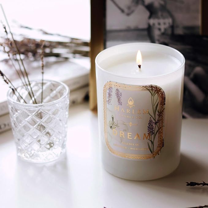 HARLEM CANDLE CO. - Dream - Luxury Scented Soy Candle, 11 oz - 80-Hour Burn Time | Lavender, Pimento Berry, Bergamot, Jasmine, Wild Ginger, Sandalwood | Scented Candles for Home