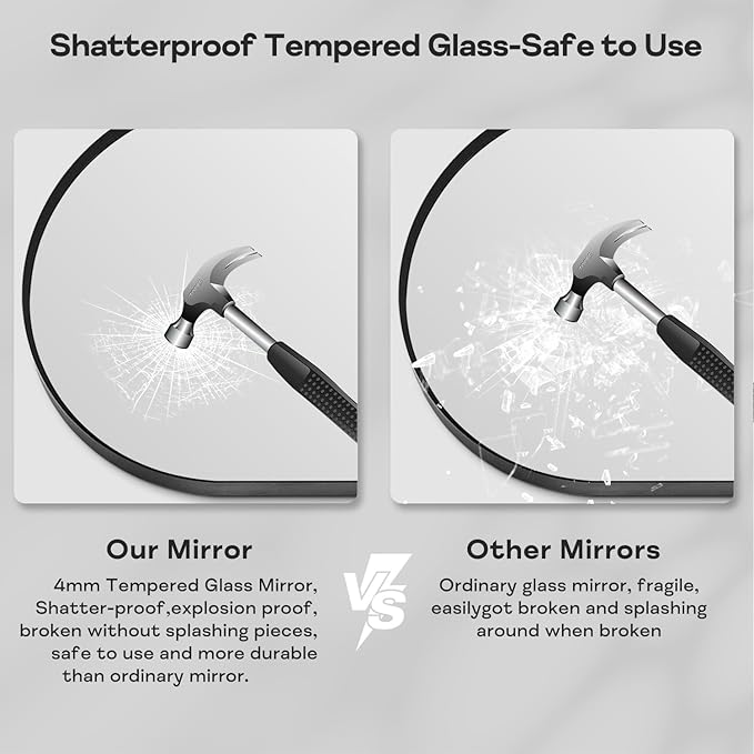 30" x 48" Black Arched Mirror, Arch Wall Mirror, Metal Frame Black Bathroom Mirror, Arched Top Bathroom Vanity Mirror for Living Room, Bedroom, Entryway, Tempered Glass, Shatter Proof