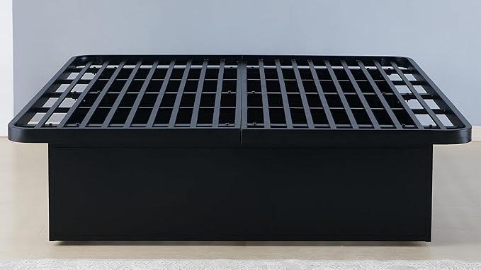 Modern Style Heavy Duty Queen Size Platform Bed Frame Made with Metal and 16 Inch Height in Black