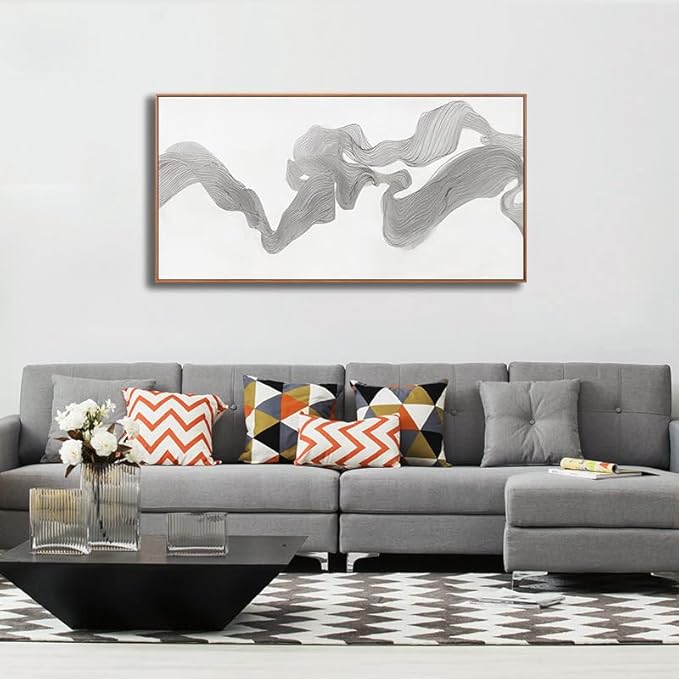 Abstract Wall Art Small Size Framed Home Artwork Decor Modern Minimalist Canvas Painting Abstract Mist Texture Art With White Background Living Room Decor For Bedroom Office Wall Decor 20"X40"