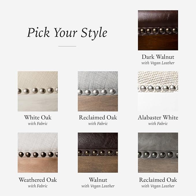 Maven Lane Pullman Counter Stool 26 Inches – Set of 4 – Swivel Stools with Footrest – Dark Brown Solid Wood Frame & Brown Faux Leather Upholstery – Perfect for Kitchen Islands & Counters