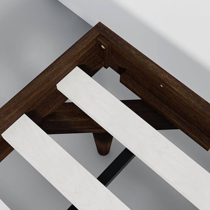 HavenWood Modern Solid Wood Platform Bed Base with Inset Wood Legs – No Box Spring Needed,Fast Assembly – King Size in Walnut (No Headboard)