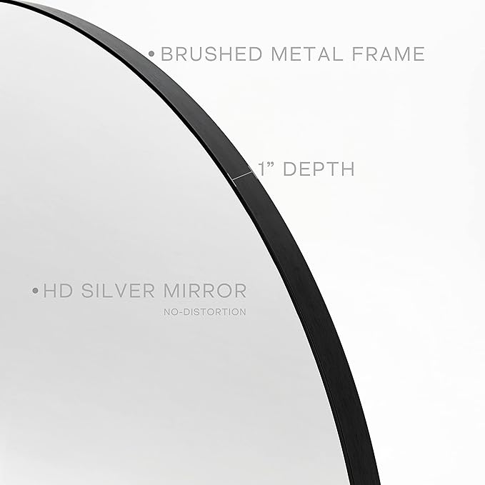 Black Round Mirror, 30 Inch Round Bathroom Mirror with Metal Frame Circle Mirrors for Wall, Bedroom, Vanity, Living Room, Entryway, Washrooms, Home Decor