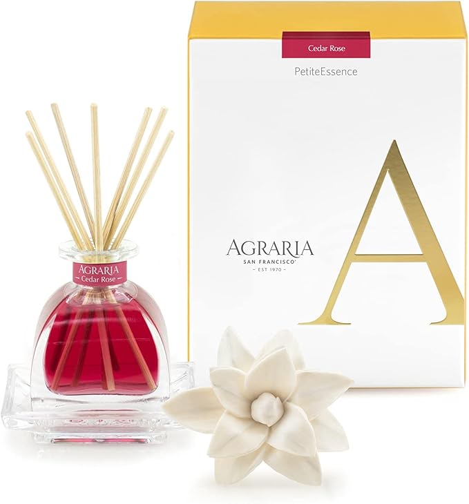 AGRARIA PetiteEssence Flower and Reed Diffuser Set, Hand Crafted Sola Flower Botanical Home Fragrance, Scented Oil Gift Set for All Occasions