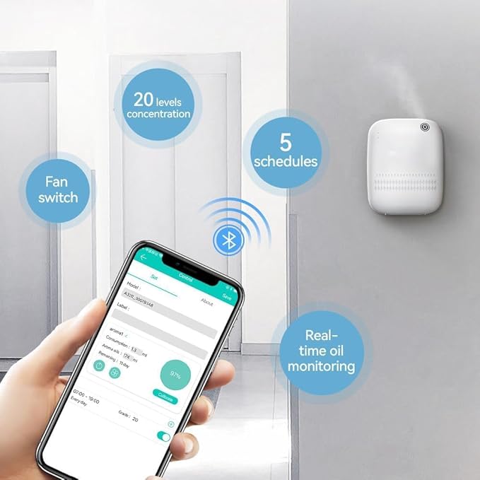 Upgraded Scent Air Machine for Home Cover Up to 2000 sq.ft, Hotel and Commercial Use 400ML Diffuser with 100ML White Tea Harmony Essential Oil, Waterless Cold Air Diffuser for Home, Office