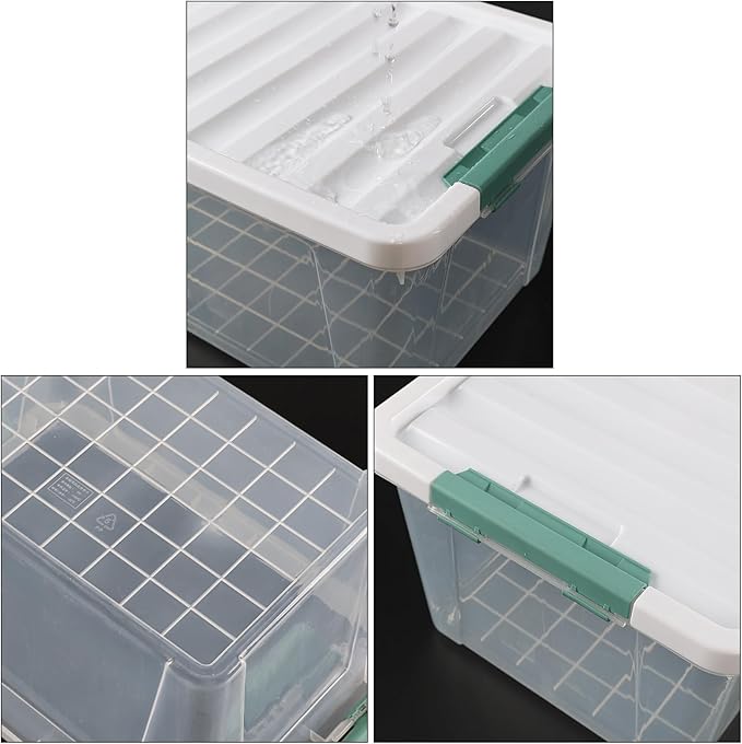 Pekky 6 Packs Clear Large Storage Containers Bins with Lid, Multipurpose 35 Quart Plastic Latch Box Tote