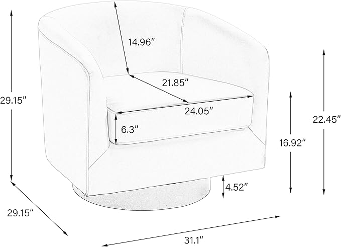 Swivel Barrel Chair, Modern Round PU Leather Accent Armchair for Living Room, Bedroom, Oversized Comfy Club Reading Chairs for Adults (Leather Black Grey, Set of 2)