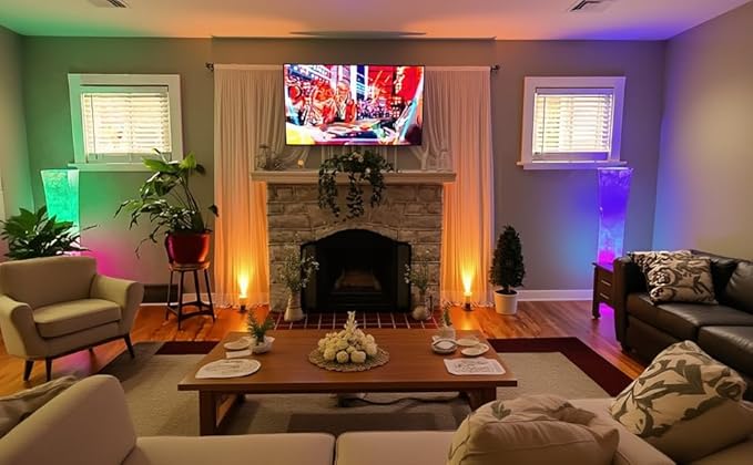 LEONC RGB Floor Lamp with Remote, 1800lm LED Tuya Smart 9W×2 Bulbs, 65" Smart Modern Floor Lamp with Alexa, Music Sync and 16 Million DIY Colors, Color Changing Standing Lamp for Bedroom Living Room