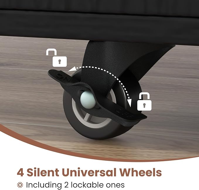 LOKO 5-Drawer Storage Cabinet, Versatile Drawer of Chest with Lockable Wheels, Mobile Office Lateral File Cabinet, for Home Office, Study (Black, 16" D x 19.5" W x 25.5" H)