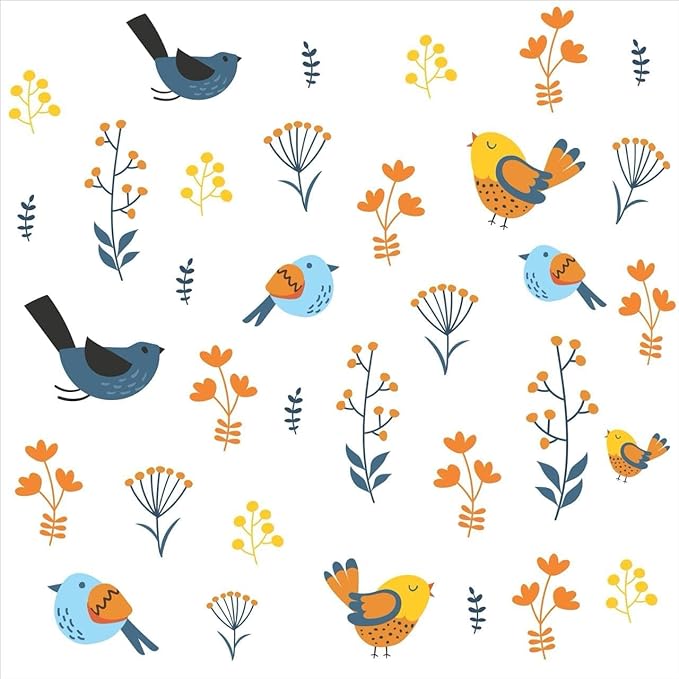 100% Egyptian Cotton Full Size 1000 Thread Count Sheet Set Bird Printed Cotton Bedsheet Set 16" Deep Pockets Breathable Super Soft Comfy All Season Bedding Sheet Set