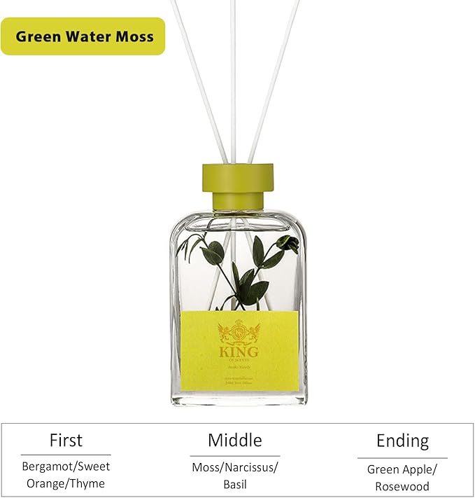 Reed Diffuser (200ml) Reed Diffuser Set,Reed Diffuser & Oil Diffuser Sticks with Flower, Aromatherapy, Home & Kitchen Decor,Fragrance and Gifts (Green Water Moss) - Pack of 3
