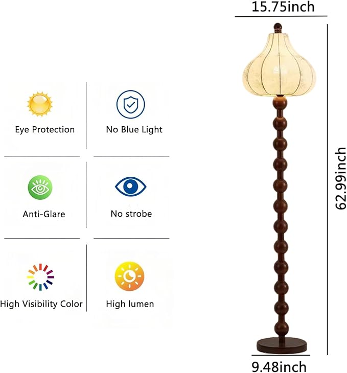 Floor Lamp for Living Room Bedroom with 3 Color Dimming Farmhouse Industrial Floor Lamp Elegant Nickel Finish Reading Floor Lamps Suitable for Living Room Bedroom Office