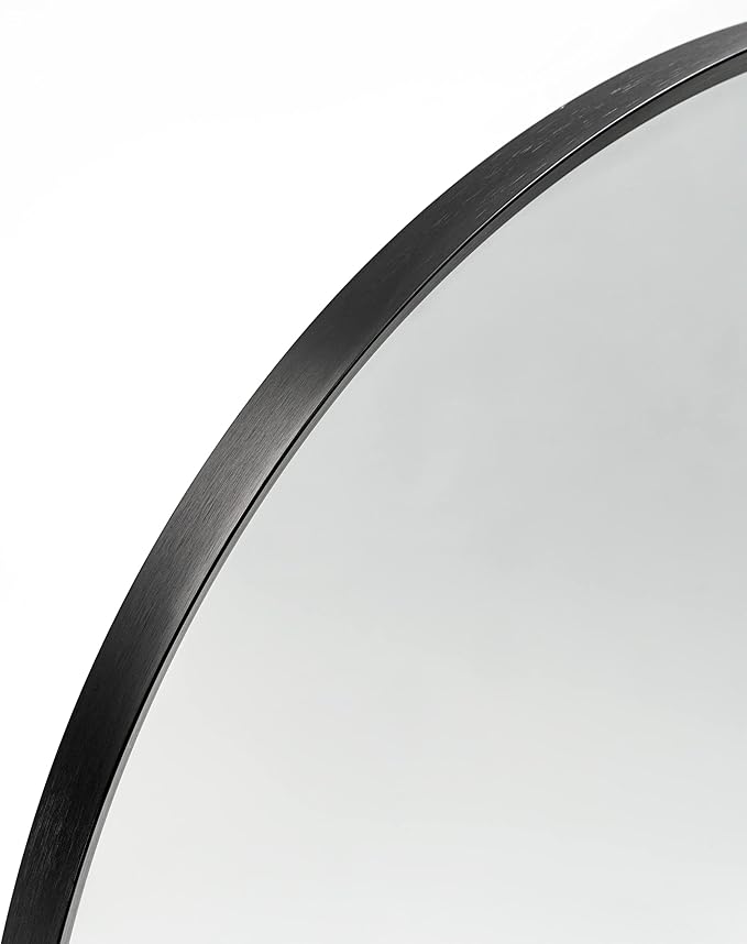 Arched Wall Mirror for Bathroom, 24"x36" Black Modern Metal Frame for Entryway Living Room Bedroom Wall Decor