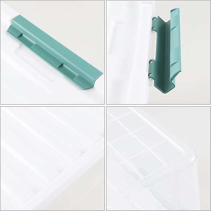 Large Latching Storage Box, 4-pack 35 Quart Clear Plastic Storage Bin with Lids