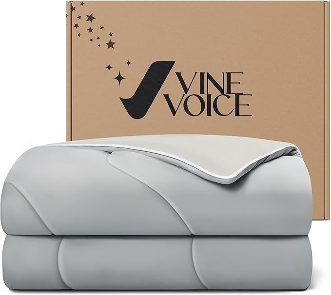 Cooling Blanket, Cooling Comforter for Hot Sleepers - Twin/Twin XL Soft Cooling Blanket, Double-Sided Cold Blanket for Night Sweats Lightweight Comforter (68''x90'', Silver Gray)