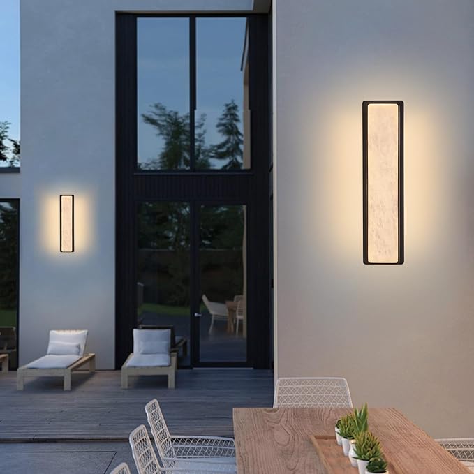 Modern LED Natural Alabaster Gypsum Wall lamp 15W Warm Yellow 2700K Wall Mounted Wall lamp Indoor sucelating Alabaster Gypsum Wall Mounted Lighting Suitable for Living Room (Black)