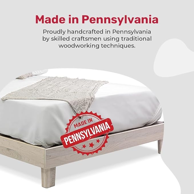 Solid Hardwood Platform Bed Frame with Slats, Quality Crafted in Pennsylvania, USA from Poplar by Mennonite Artisans, No Box Spring Needed, Easy Assembly