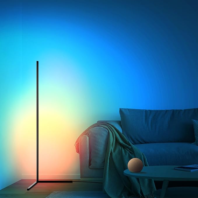 RGBWW Corner Lamp, Color Changing Floor Lamps for Living Room, Compatible with Alexa, Google Home, WiFi APP Remote Control, 2700k-6500k Smart LED 61" Tall Standing Lamp for Bedroom Game Room
