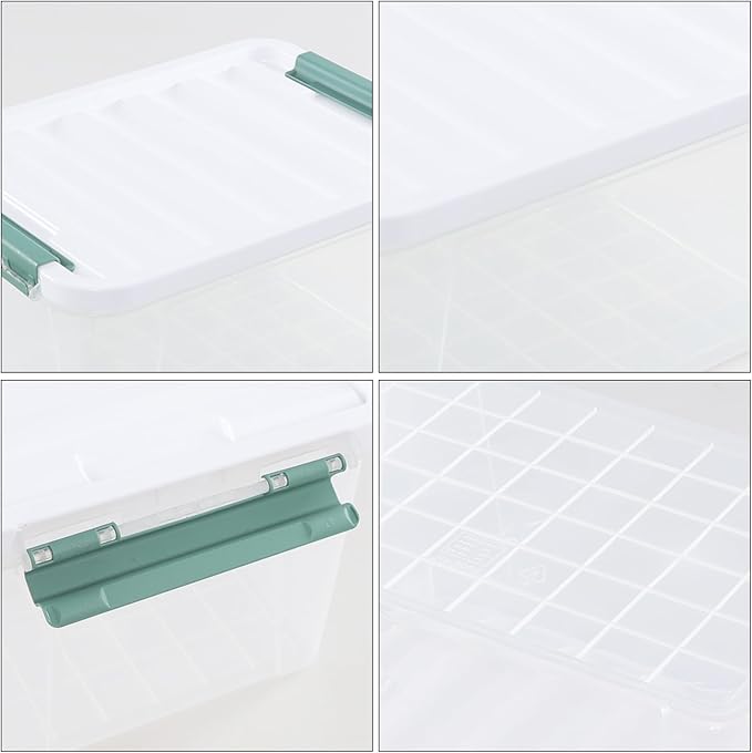 20 Quart Clear Latching Boxes, Plastic Storage Bins with Lids Set of 6