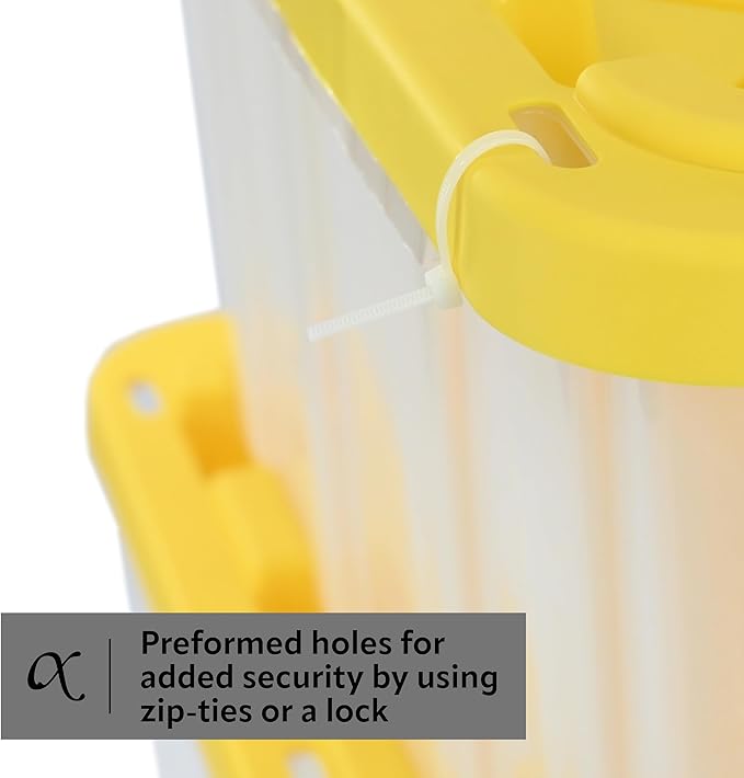 CX BLACK & YELLOW, 27-Gallon Heavy Duty Clear Storage Container & Snap-Tight Lid, Clear & Yellow (14.3"H x 20.6"W x 30.6"D), Weather-Resistant, Stackable, See-Through Organization Tote [2 Pack]
